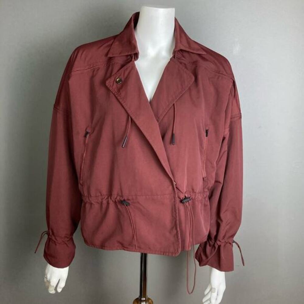 Athleta Jacket Small Spring Cropped Boxy Red Maro… - image 5